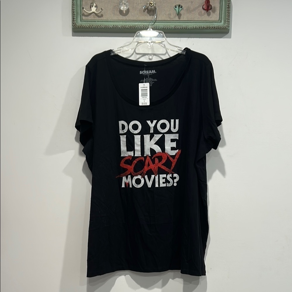 Torrid x Scream Scary Movie Black short sleeve Graphic Tee 4X new w tag